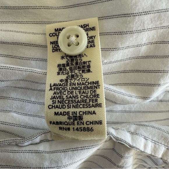 THE GREAT The Ruffle Oxford Shirt Grey & Cream Stripe Size 0 - Picture 6 of 11